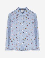 Hemd - Allover-Print - hellblau