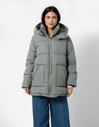 Outdoorov&aacute; bunda  - Směs materi&aacute;lů - Khaki zelen&aacute;