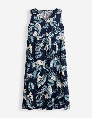 Maxikleid - Allover-Print - dunkelblau