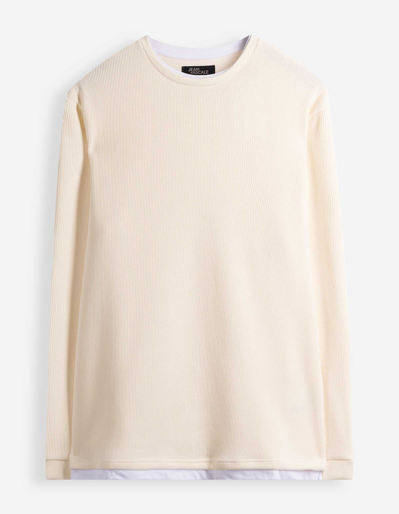 Langarmshirt - Double-Layer-Look - Off-White