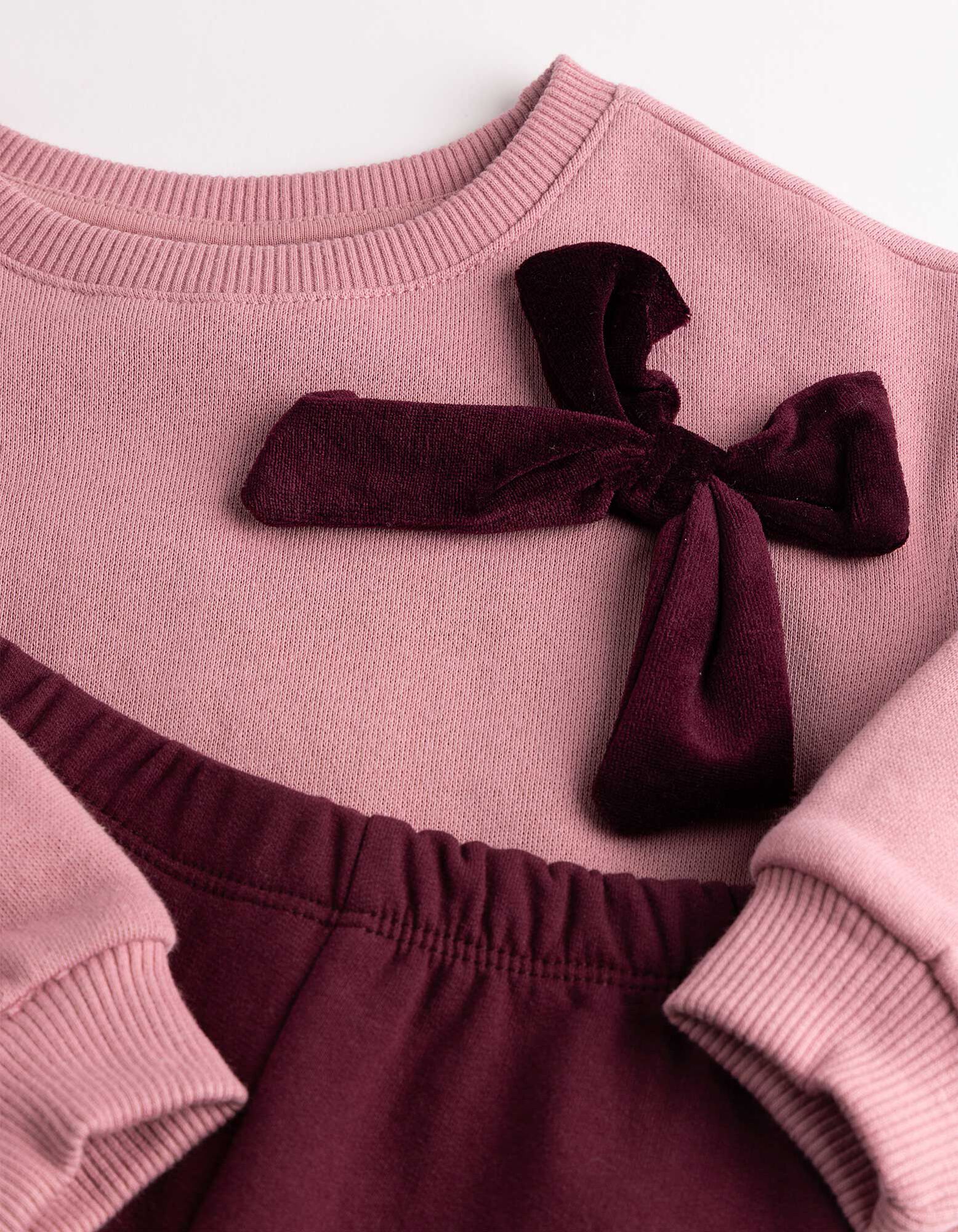 Set aus Sweatshirt und Leggings - Schleifenapplikation - Rosa
