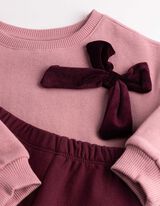 Set aus Sweatshirt und Leggings - Schleifenapplikation - Rosa