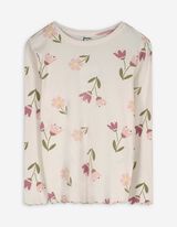 Langarmshirt - Allover-Print - weiß