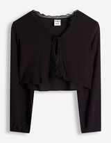 Bluse - Spitzenbesatz - schwarz
