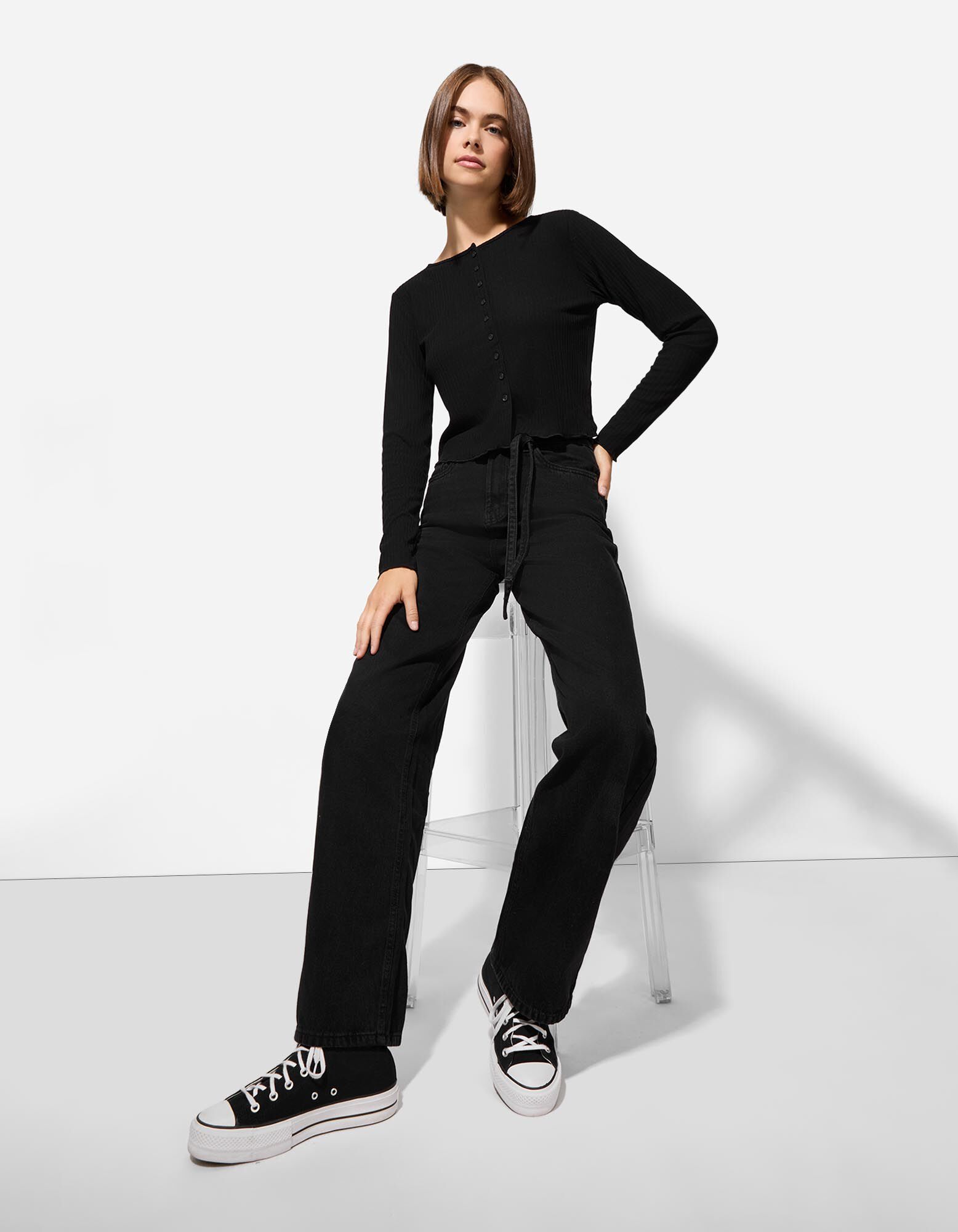 Jeans - Straight Fit - schwarz