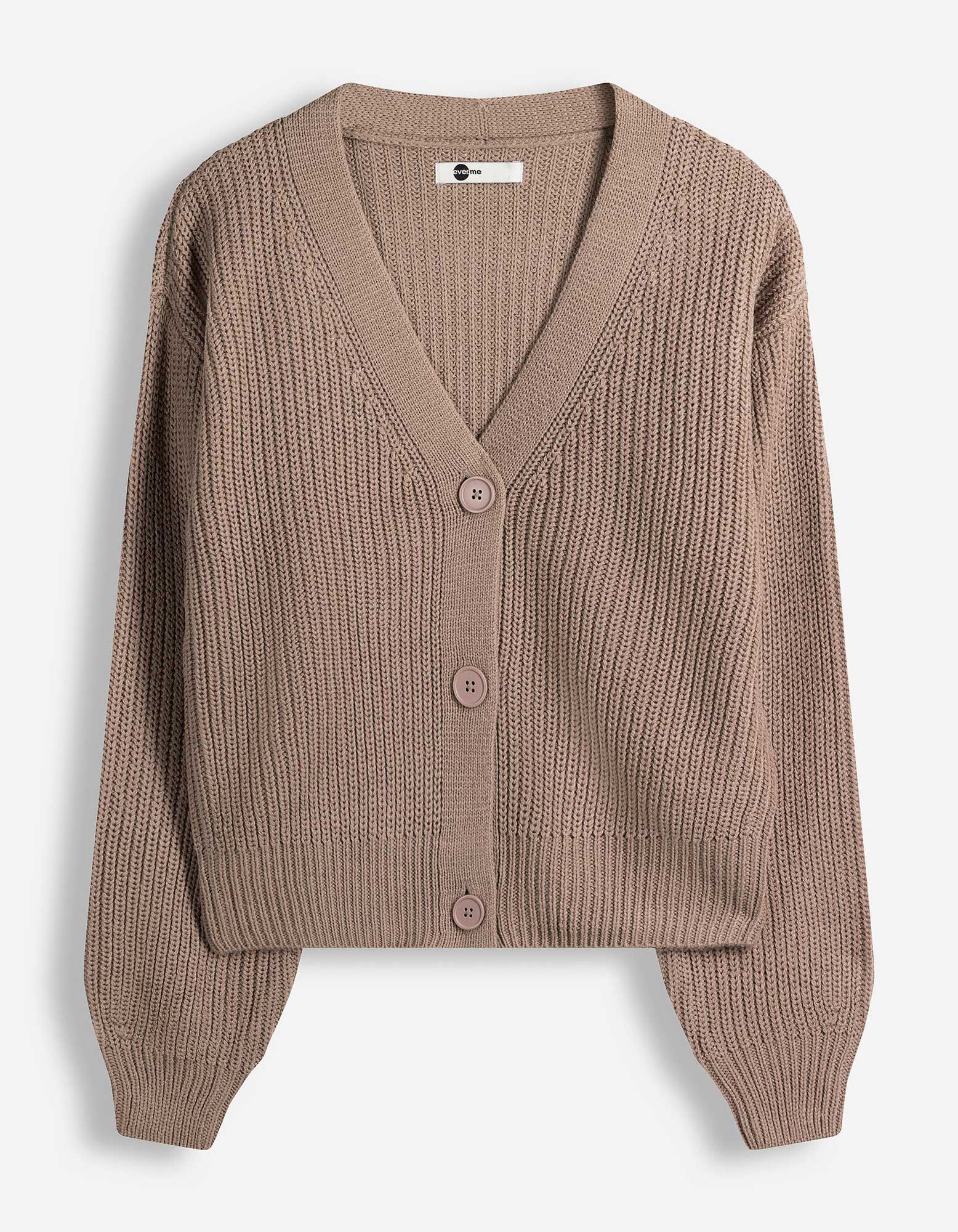 Strickjacke - Knopfleiste - Braun