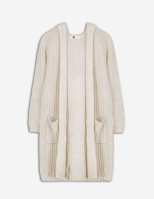 Cardigan lungo - Cappuccio - bianco