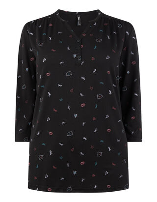 Damen Serafino-Shirt mit Allover-Muster