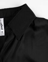 Bluse - Satin - schwarz