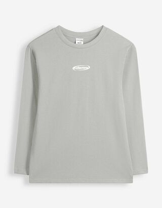 Langarmshirt - Frontprint - Hellgr&uuml;n