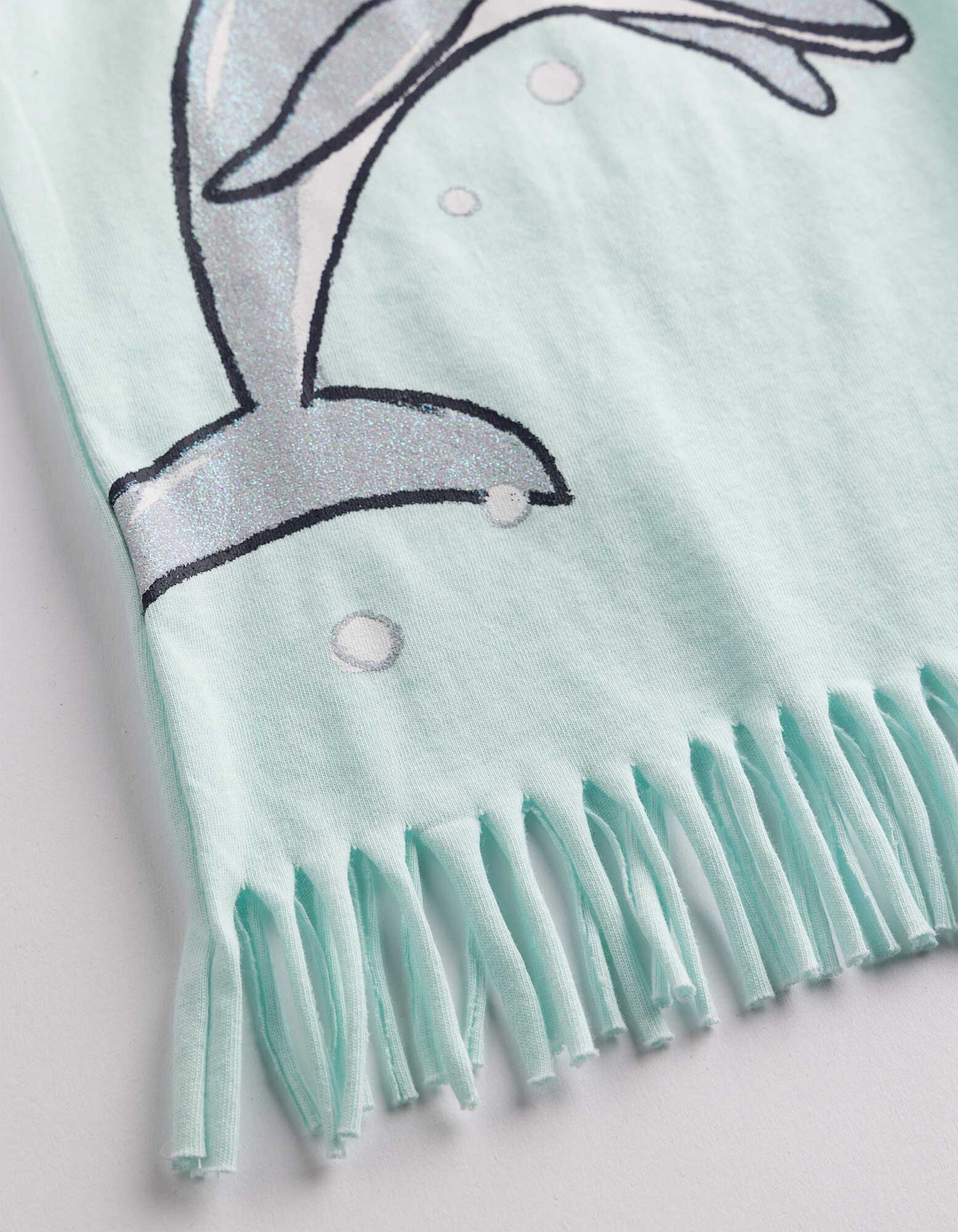 Shirt - Ausgefranste Abschl&uuml;sse - Hellblau