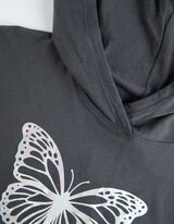 bluza z kapturem - ściągacz na dole - ciemny szary