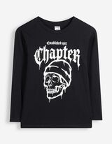 Langarmshirt - Frontprint - Schwarz