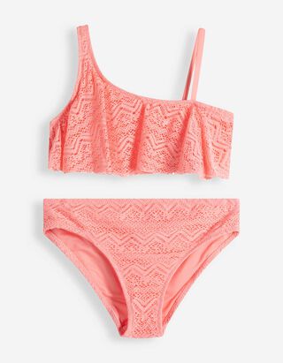 Set aus Bikinitop und Bikinislip - Lochspitze - Pink