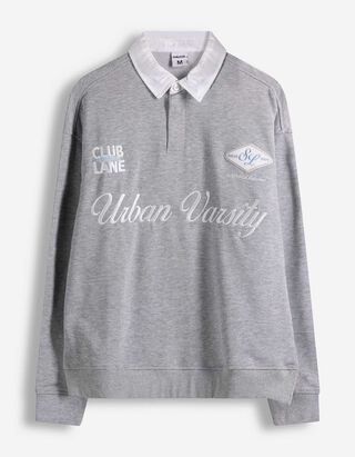 Sweatshirt - Polo kraag - grijs