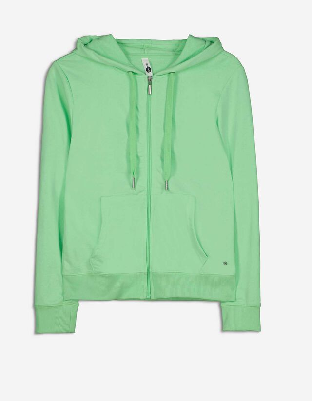 Felpa aperta - Cappuccio con coulisse - verde chiaro