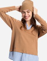 Strickmütze - Umschlag - beige