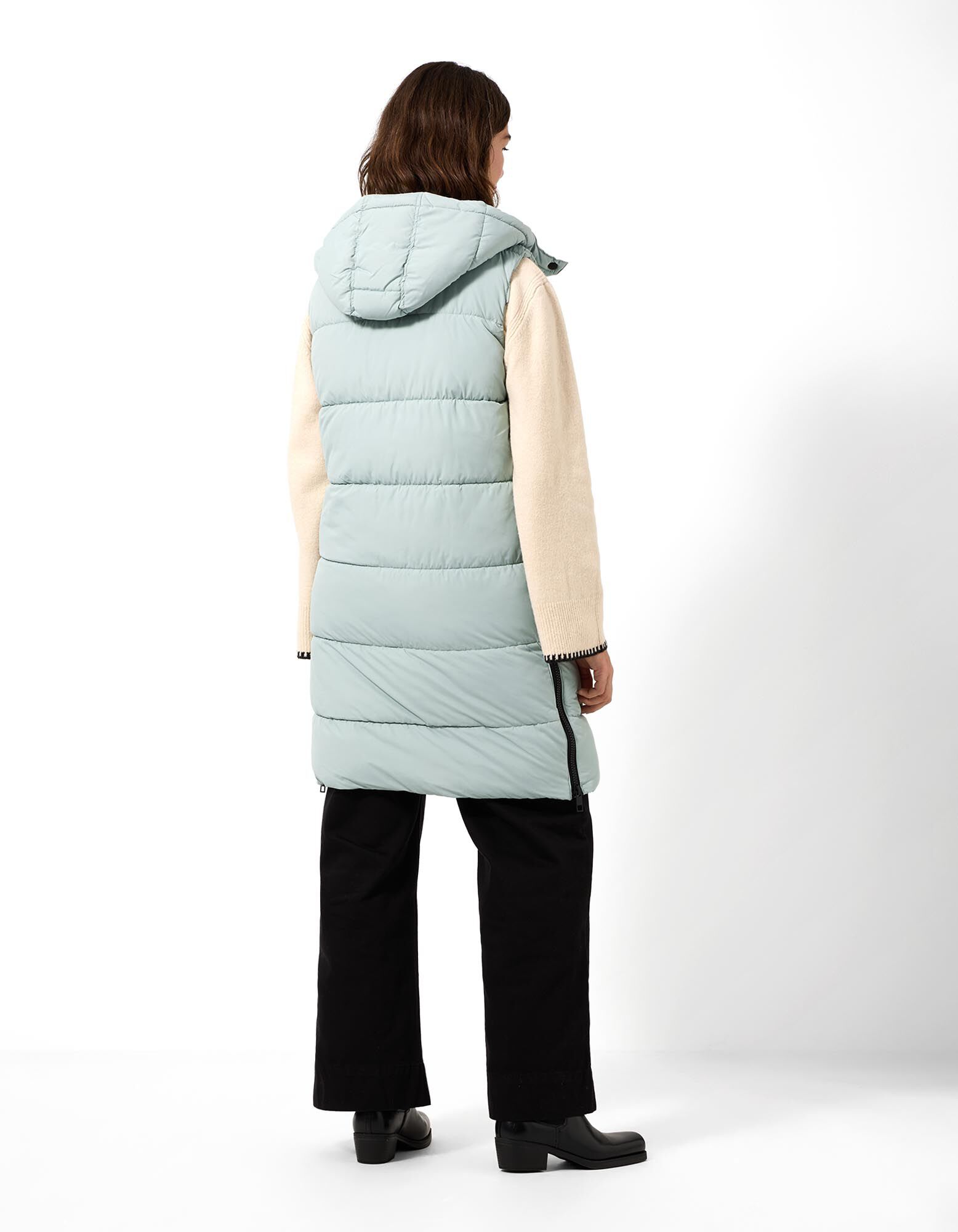 Gilet lungo - Cappuccio staccabile - Menta