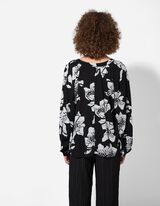 Bluse - Florales Muster - schwarz