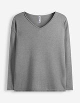 Pullover - V-Ausschnitt - Grau