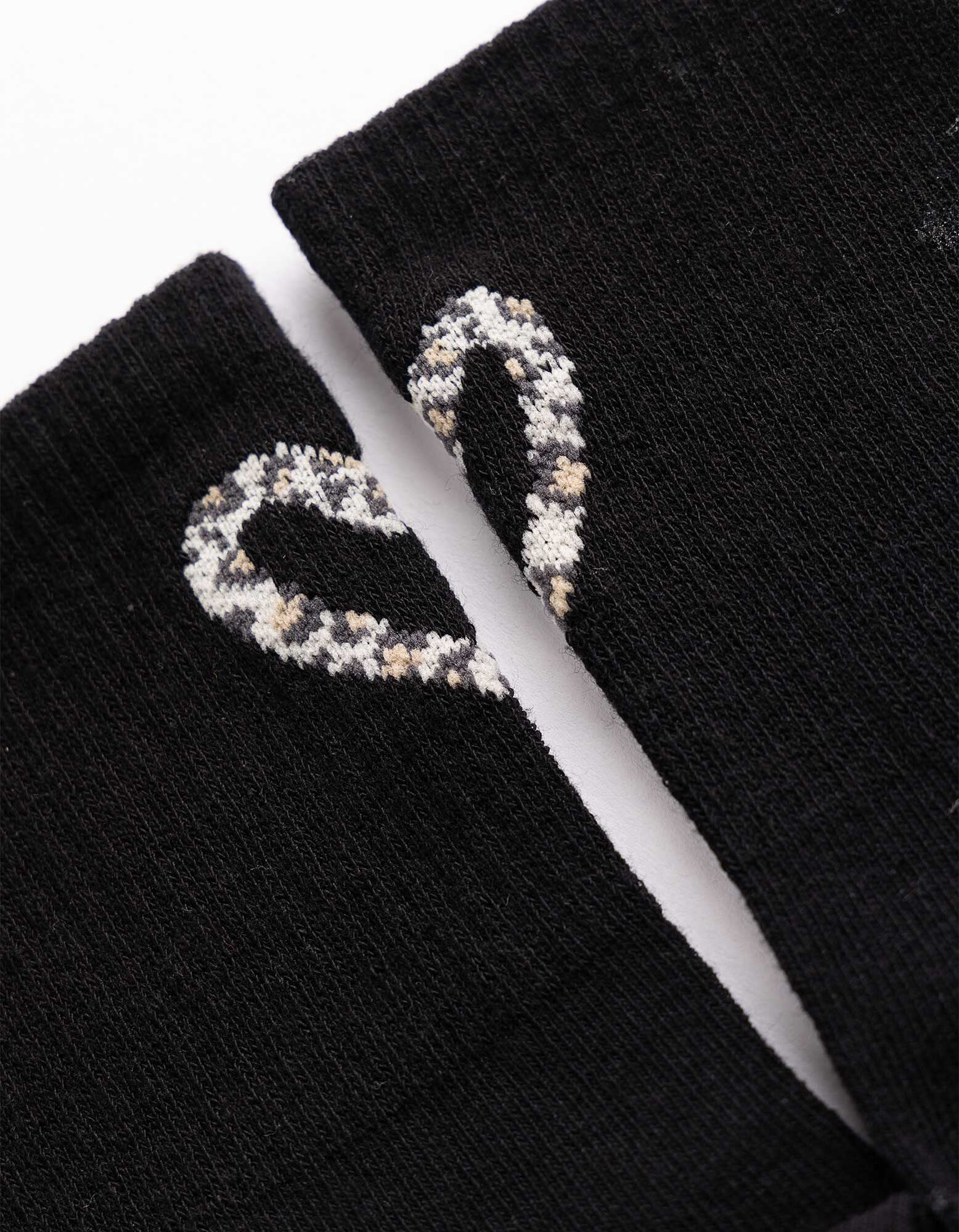 Tennissocken - Leopardenmuster - Schwarz