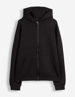 Sweatjacke - Oversized Fit - Schwarz
