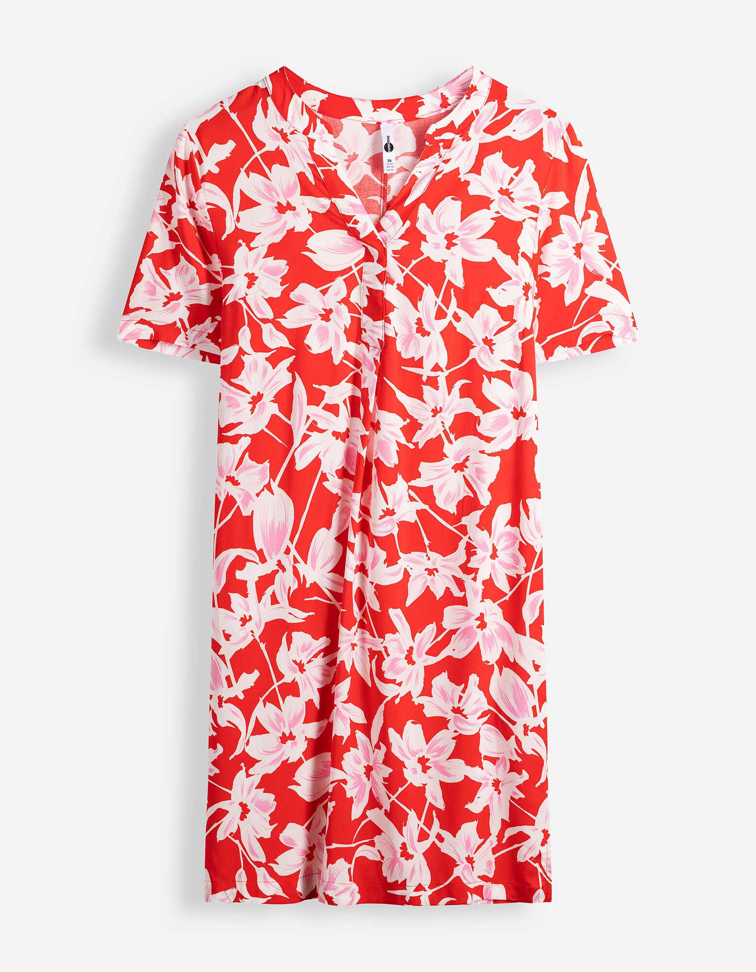 Kleid - Allover-Print - Rot