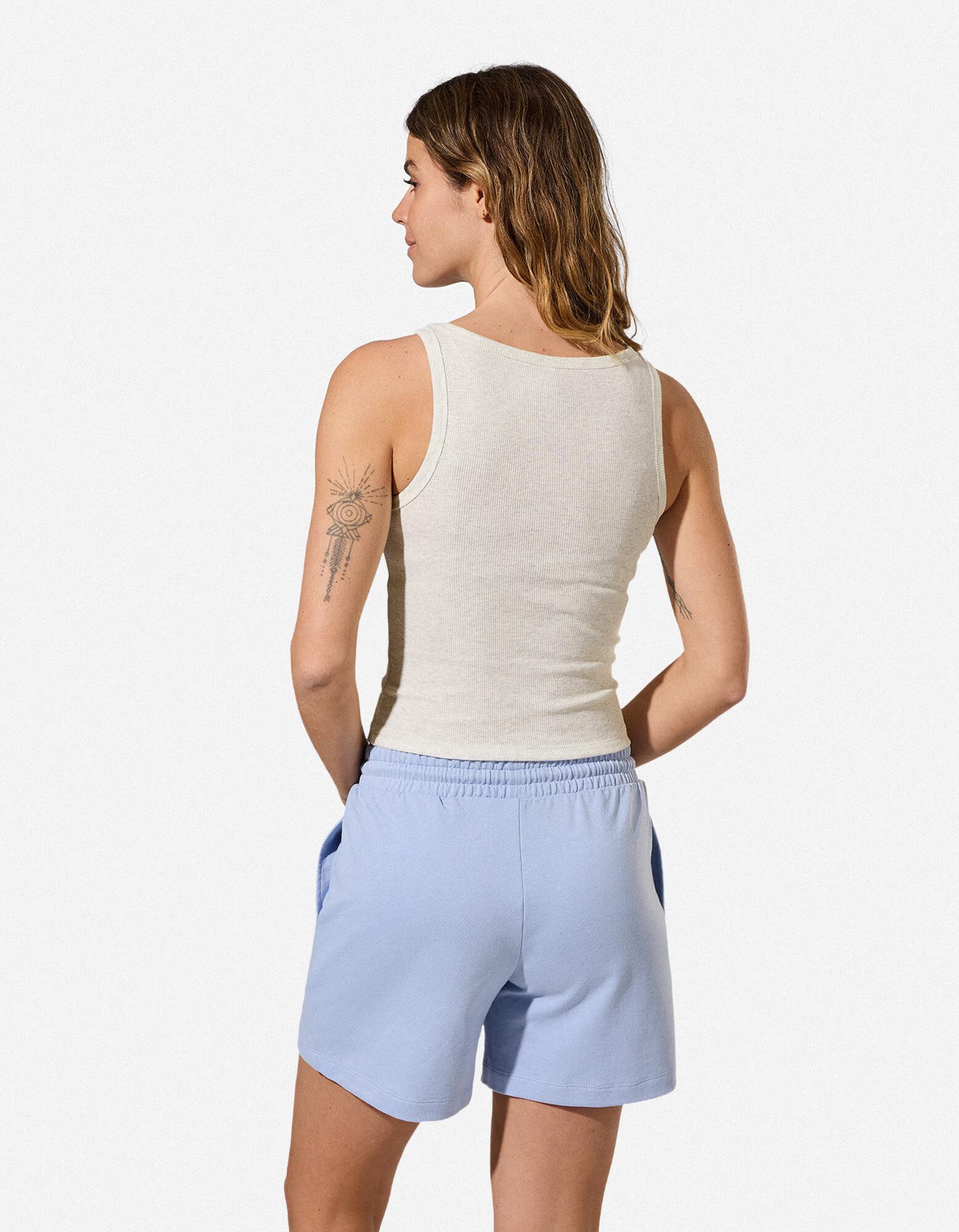 Cropped Top - Gerippt - Grau
