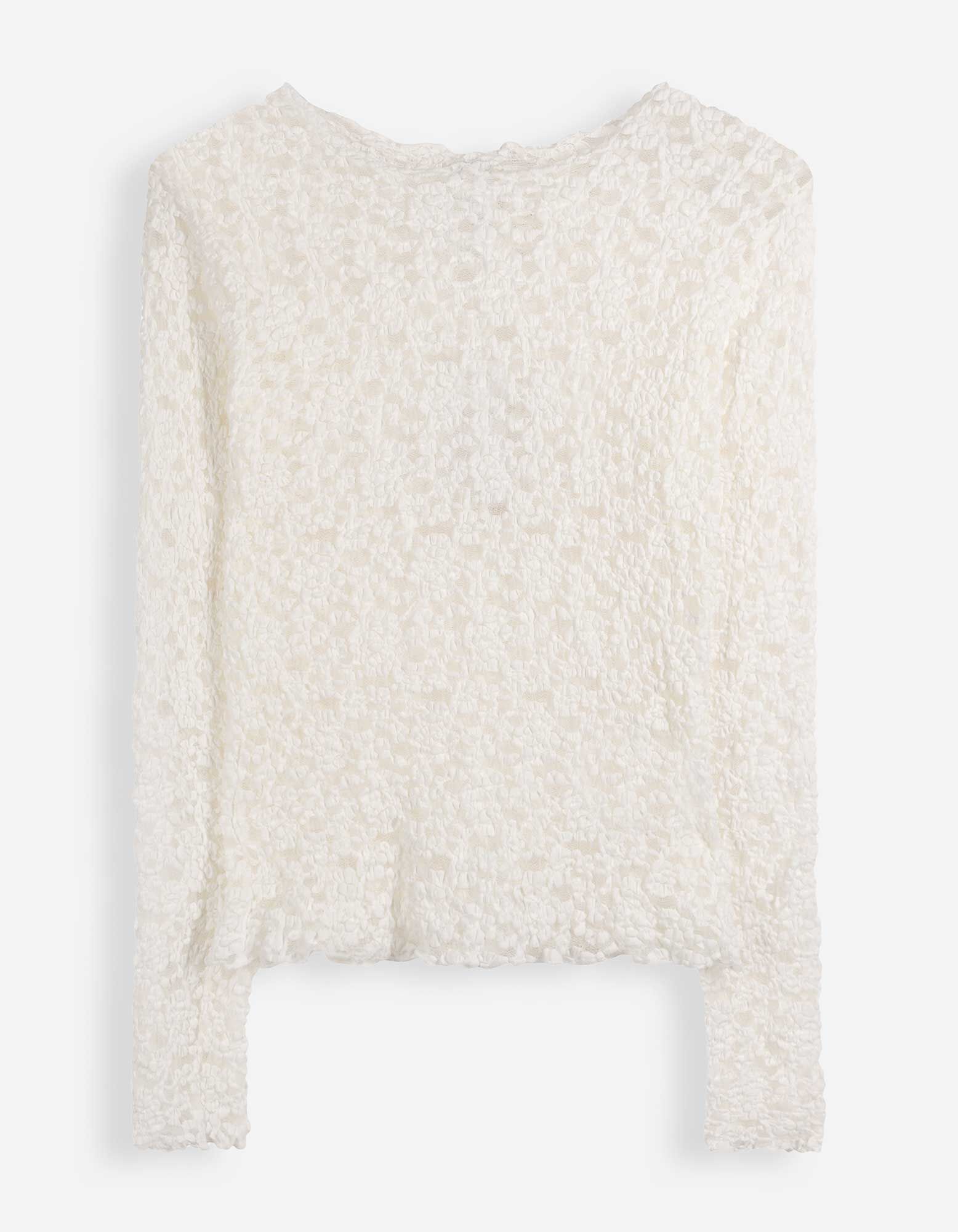 Langarmshirt - Crinkle-Optik - Off-White