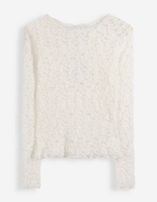 Langarmshirt - Crinkle-Optik - Off-White