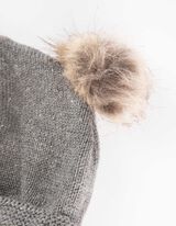 Bommelm&uuml;tze - Fleecefutter - dunkelgrau