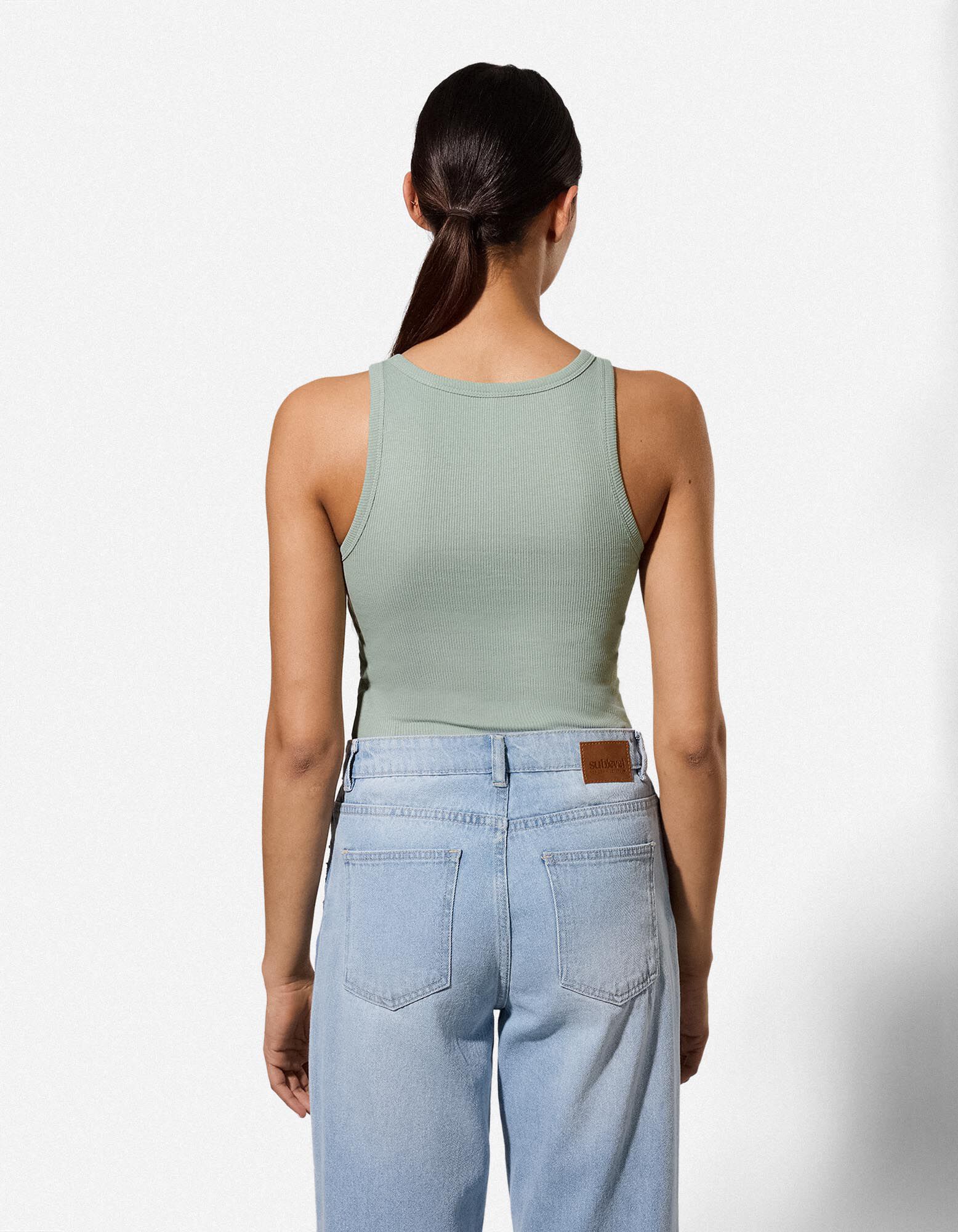 Cropped Top - Gerippt - t&uuml;rkis