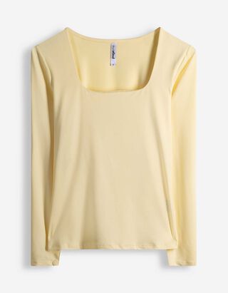 Langarmshirt - Slim Fit - hellgelb