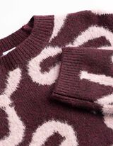 Pullover - Schleifenapplikation - Dunkelrot