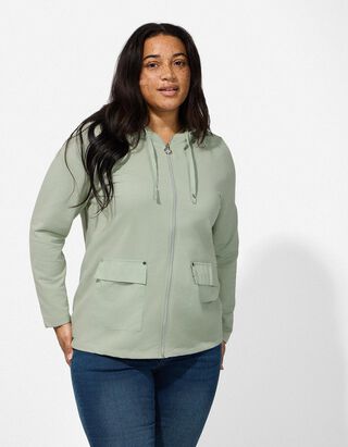 Sweatjacke - Baumwoll-Mix - grau