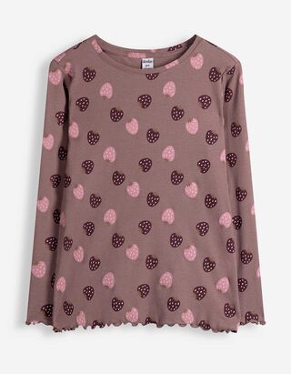 Langarmshirt - Rippenstruktur - Flieder