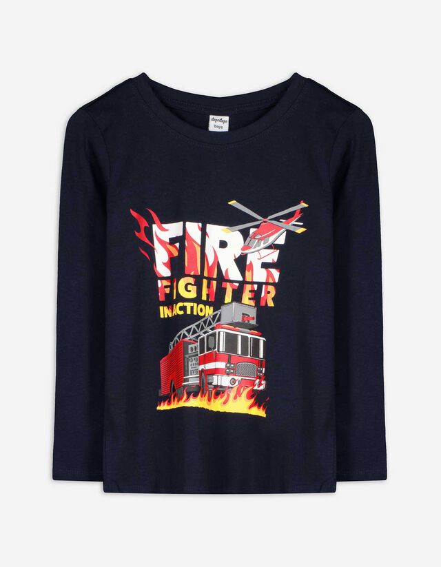 Langarmshirt - Print - dunkelblau