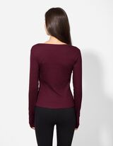 Majica dolg rokav - Vsebnost modala - temno rdeca