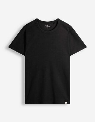 T-Shirt - Waffelstruktur - Schwarz