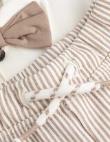 Set van romper en broek - Geappliqueerd strikje - wit