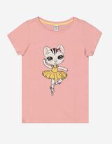 T-shirt - Stampa glitterata - rosa fucsia