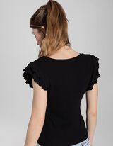 Felső - Trombita ujj&uacute; - fekete