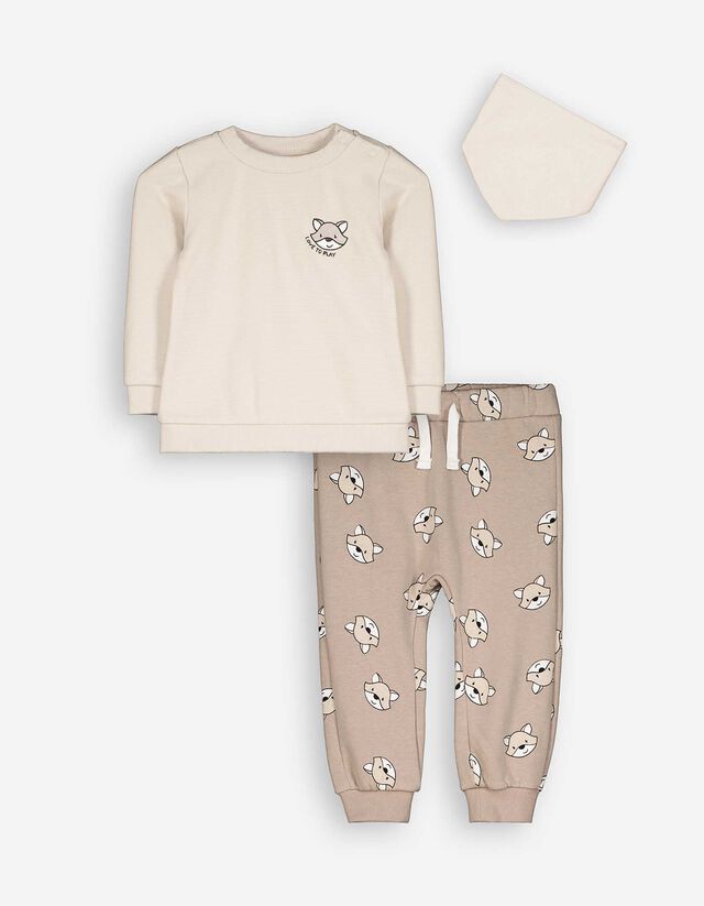 Set hanorac și pantaloni - Imprimeu allover - Bej