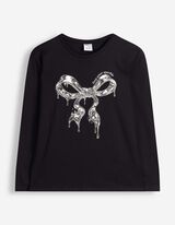Langarmshirt - Frontprint - Schwarz