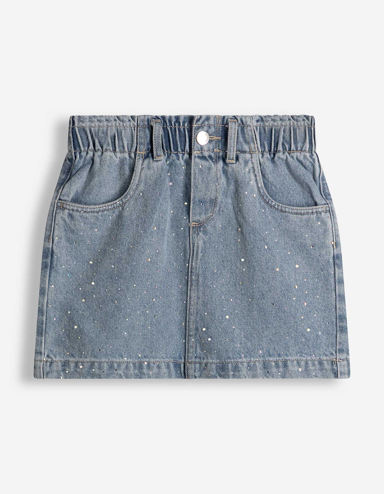 Jeansrock - Ziersteine - Hellblau