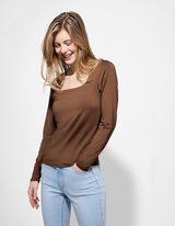 Hossz&uacute; ujj&uacute; felső - Szűk fazon - barna