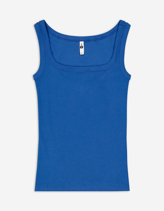 Top - Geribde structuur - blauw