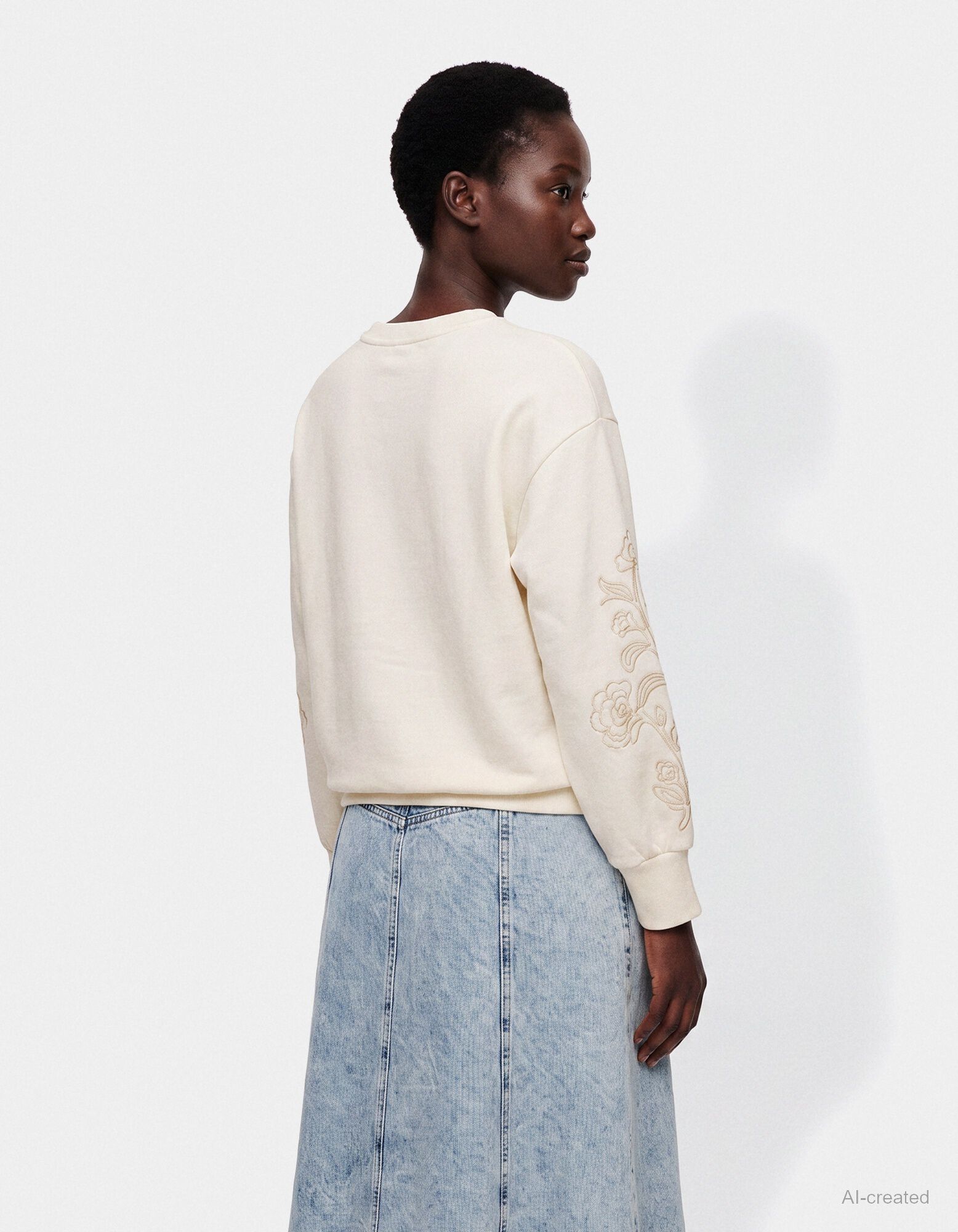 Sweatshirt - Ballon&auml;rmel - Off-White