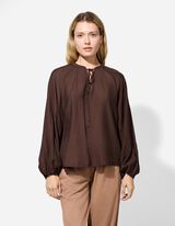 Blusa - Scollo a V - marrone chiaro