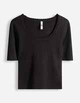 Strickshirt - Viskose-Mix - schwarz